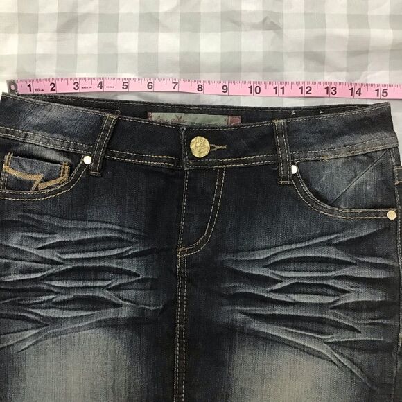 ROXY jeans mini skirt five pockets essential Alex low rise dark blue size 7 - Picture 7 of 10